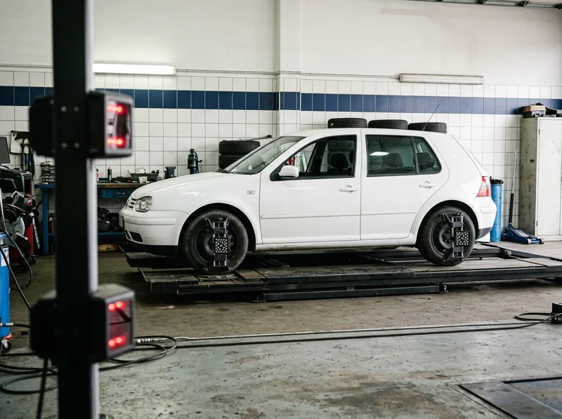 Carro na linha de alinhamento